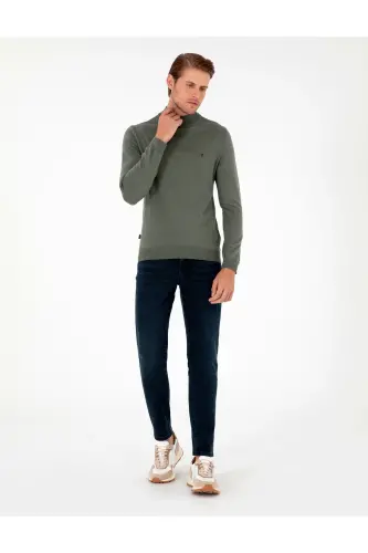 Duman Slim Fit Yarım Balıkçı Yaka Basic Triko Kazak 50296614-VR210-Gri - 4