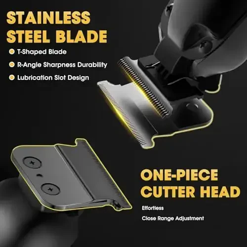 Dumite 4 in 1 erkaklar uchun soch kesadigan mashina, professional T-pichoqli trimmer, elektr folga ustara, burun tuklarini trimmer, simsiz, LCD displey, parvarishlash to'plami (qora) - 3