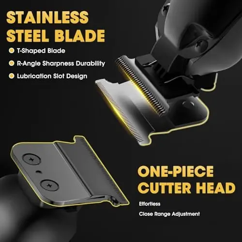 Dumite 4 in 1 erkaklar uchun soch kesadigan mashina, professional T-pichoqli trimmer, elektr folga ustara, burun tuklarini trimmer, simsiz, LCD displey, parvarishlash to'plami (qora) - 3