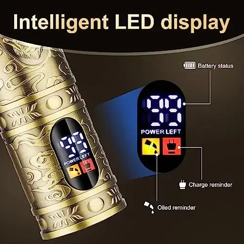 Dumite Professional erkaklar uchun soch kesuvchi mashinkalari, Soch kesuvchi mashinka+T-pichoqli trimmer+Elektr ustara+Burun tuklarini trimmer to‘plami, 4 tasi 1da simsiz sartarosh soch kesish to‘plami LCD displeyli sovg‘alar (oltin rang) - 5