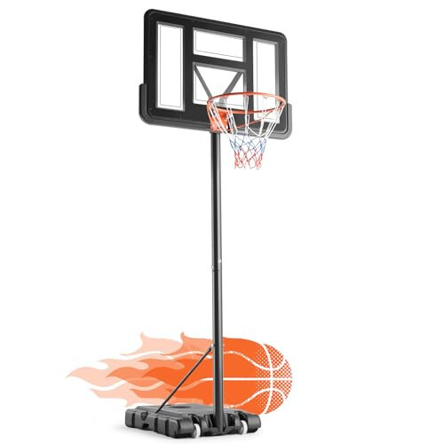 DUMOS 4.2-10ft Ayarlanabilir Yükseklikli Taşınabilir Basketbol Potası Açık Hava Çocuklar/Gençler/Yetişkinler İçin, 44 İnç Kırılmaz Gergi Levha Şok Emici Jantlı, Doldurulabilir Taban, Yüzme Havuzu/Kapalı Alan İçin 2 Tekerlek - 1