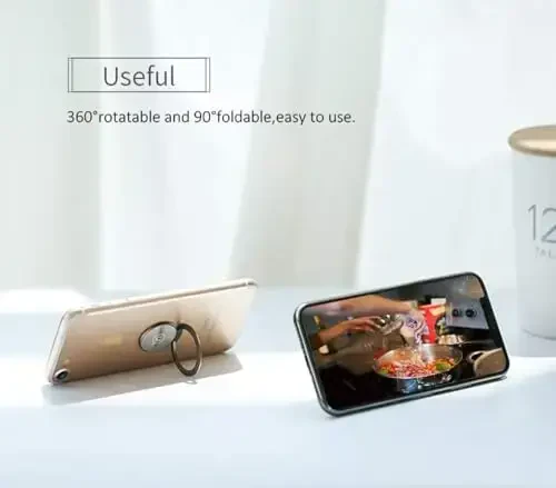 World's Slimmest Phone Ring Holder, Attom Tech Tomorotec Ultra Thin Cell Phone Ring Stand for Magnetic Car Mount Hook Compatible for iPhone Samsung Smartphone Accessories (Silver-Grey) - 6