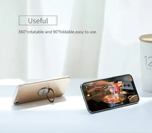 World's Slimmest Phone Ring Holder, Attom Tech Tomorotec Ultra Thin Cell Phone Ring Stand for Magnetic Car Mount Hook Compatible for iPhone Samsung Smartphone Accessories (Black) - 6