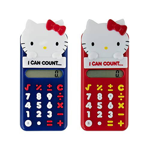 Dünyanın En Küçük Hello Kitty Hesap Makinesi Mavi ve Kırmızı 2'li Set - 2