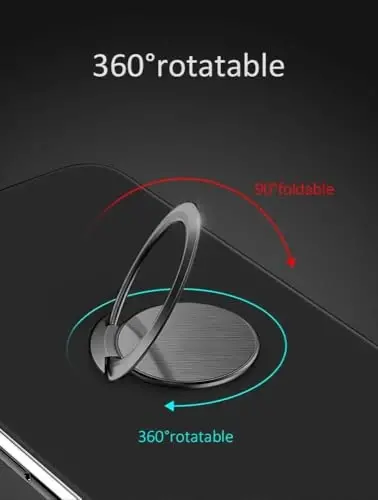 Dunyoning eng yupqa telefon uzuk tutqichi, Attom Tech Tomorotec Ultra yupqa uyali telefon uzuk stendi, magnitli avtomobil o'rnatish kancasi iPhone Samsung smartfon aksessuarlari uchun mos keladi (qora) - 5