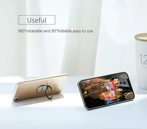 Dunyoning eng yupqa telefon uzuk tutqichi, Attom Tech Tomorotec Ultra yupqa uyali telefon uzuk stendi, magnitli avtomobil o'rnatish kancasi iPhone Samsung smartfon aksessuarlari uchun mos keladi (qora) - 6