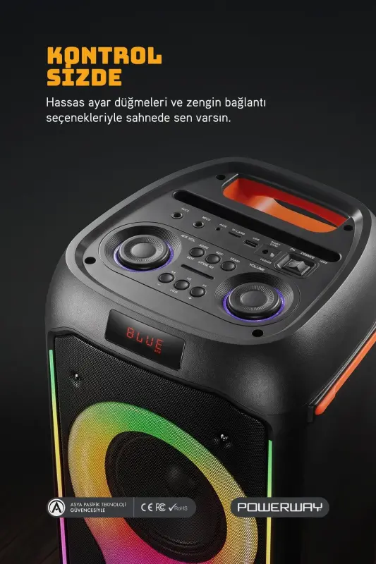 DUO XL Portable Karaoke Speaker with Microphone, 20x2W, Bluetooth, LED Lights, Sound Recording - 4