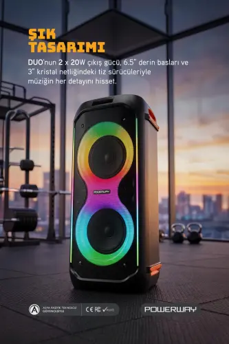 DUO XL Портативная караоке-колонка 20x2 Вт с микрофоном, записью звука и Bluetooth, светодиодная подсветка - 3