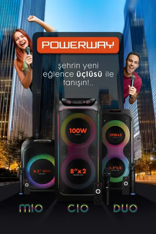 Duo Taşınabilir Mikrofonlu 20x2 W Karaoke Ses Kayıt Bluetooth Hoparlör Led Işıklı - Siyah - 7