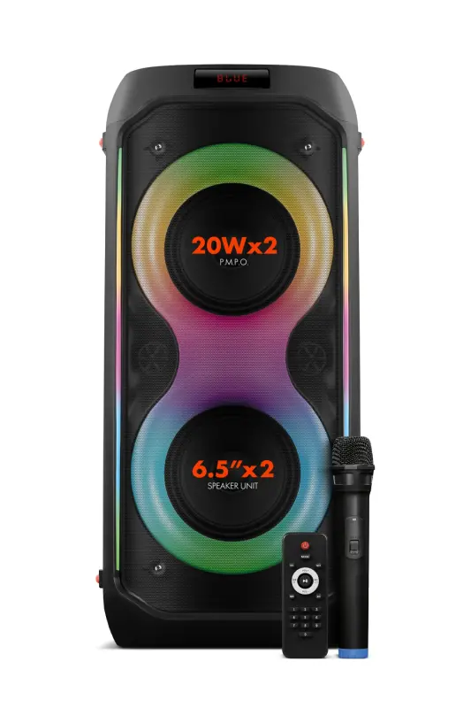 DUO XL Ташувчи микрофонли 20x2 W Караоке Овоз ёзиш Bluetooth Карнай LED ёритгичли - POWERWAY
