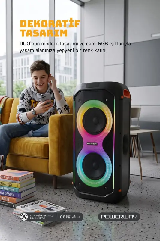 DUO XL Ташувчи микрофонли 20x2 W Караоке Овоз ёзиш Bluetooth Карнай LED ёритгичли - 5