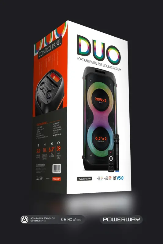 DUO XL Ташувчи микрофонли 20x2 W Караоке Овоз ёзиш Bluetooth Карнай LED ёритгичли - 8
