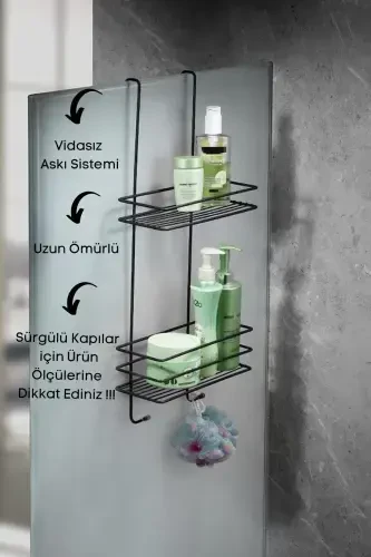 Durable Stainless Steel 2-Tier Hanging Shower Shelf Soap - 3