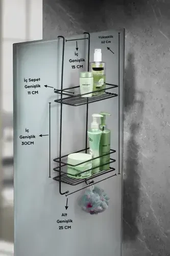 Durable Stainless Steel 2-Tier Hanging Shower Shelf Soap - 4