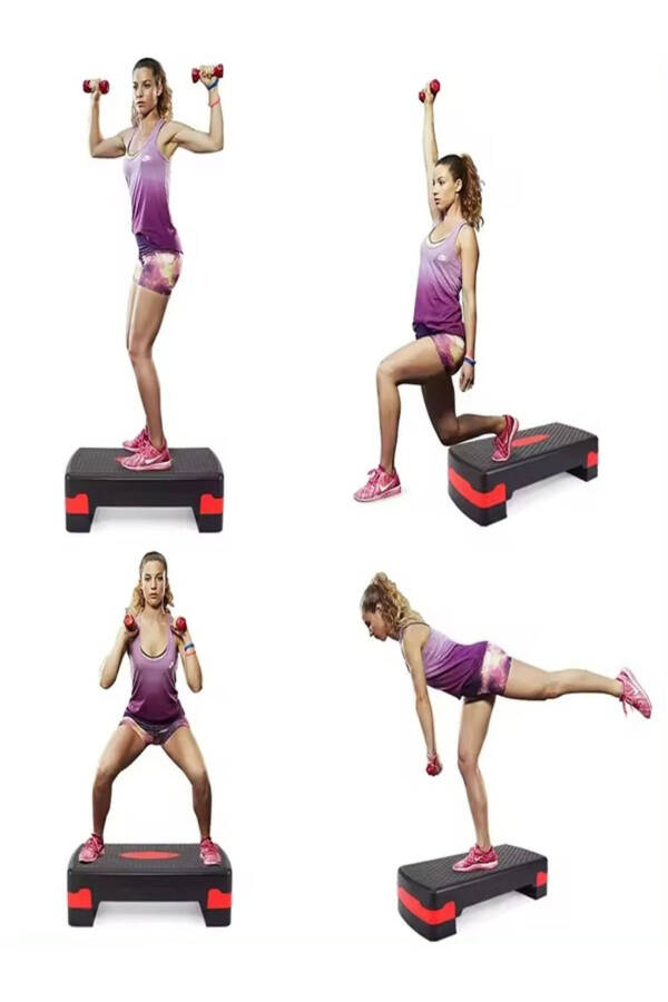 Durable Two-Step Adjustable Fitness Step Platform for Home (RED) - 3