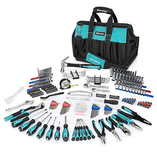 DURATECH 269-Piece Socket Wrench and Home Repair Hand Tool Kit - Daily Use Mechanics Hand Tool Kit with Wide Open Mouth Tool Bag - 1