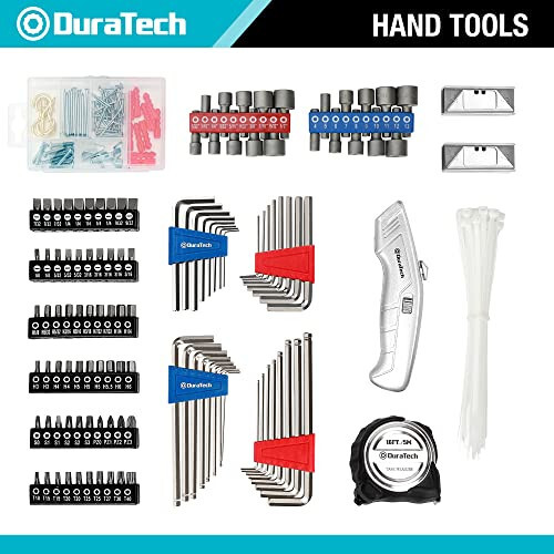 DURATECH 269-Piece Socket Wrench and Home Repair Hand Tool Kit - Daily Use Mechanics Hand Tool Kit with Wide Open Mouth Tool Bag - 4