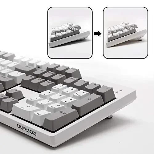 DURGOD Heavy Duty Mechanical Keyboard with Cherry MX Brown Switches N-Key Rollover 104 Keys(PBT Keycaps) Type C Interface for Gamer/Typists/Office/Home (White，ANSI/US) - 4