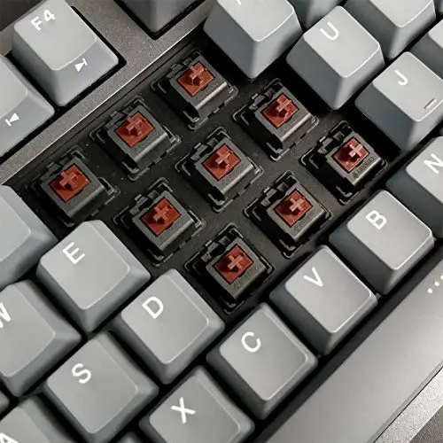 DURGOD Heavy Duty mexanik klaviaturasi Cherry MX Brown kalitlari bilan N-Key Rollover 104 tugma (PBT Keycaps) Gamer/Kotiblar/Ofis/Uy uchun C tipidagi interfeys (Space Grey, ANSI/US) - DURGOD (1)