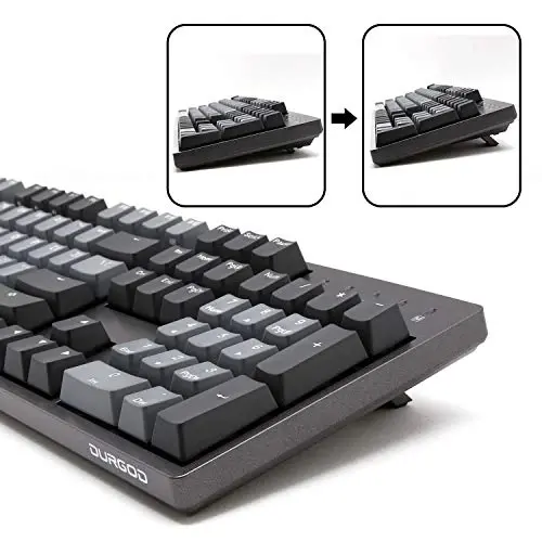 DURGOD Heavy Duty mexanik klaviaturasi Cherry MX Brown kalitlari bilan N-Key Rollover 104 tugma (PBT Keycaps) Gamer/Kotiblar/Ofis/Uy uchun C tipidagi interfeys (Space Grey, ANSI/US) - 3