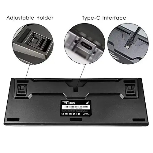 DURGOD Heavy Duty mexanik klaviaturasi Cherry MX Brown kalitlari bilan N-Key Rollover 104 tugma (PBT Keycaps) Gamer/Kotiblar/Ofis/Uy uchun C tipidagi interfeys (Space Grey, ANSI/US) - 6