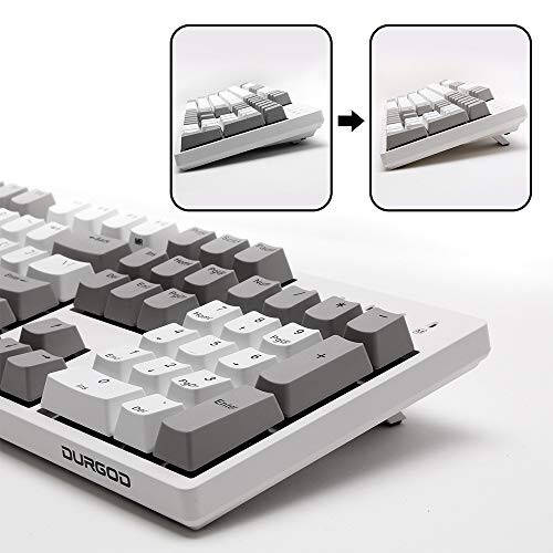 DURGOD Mekanik Oyun Klavyesi Cherry MX Kırmızı Anahtarlar Tip C Arayüzü Tenkeyless 104 Tuş (Toz Kapağı Dahil) Oyuncu/Yazımcı İçin Beyaz, ANSI/ABD - 4