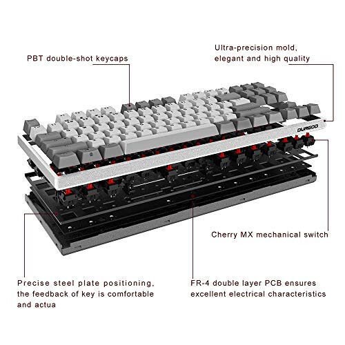 DURGOD Taurus K310 Mechanical Keyboard | 104 Keys Full Size | USB C Wired | Doubleshot PBT Keycaps | Programmable Keys | NKRO Rollover | for Windows & Mac | Cherry MX Red, White - 5