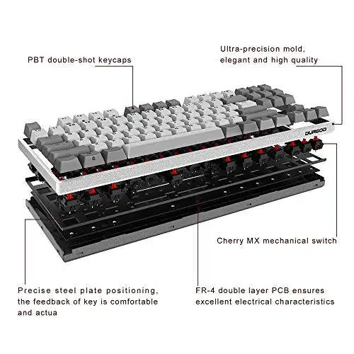 DURGOD Taurus K310 Mechanical Keyboard | 104 Keys Full Size | USB C Wired | Doubleshot PBT Keycaps | Programmable Keys | NKRO Rollover | for Windows & Mac | Cherry MX Red, White - 5