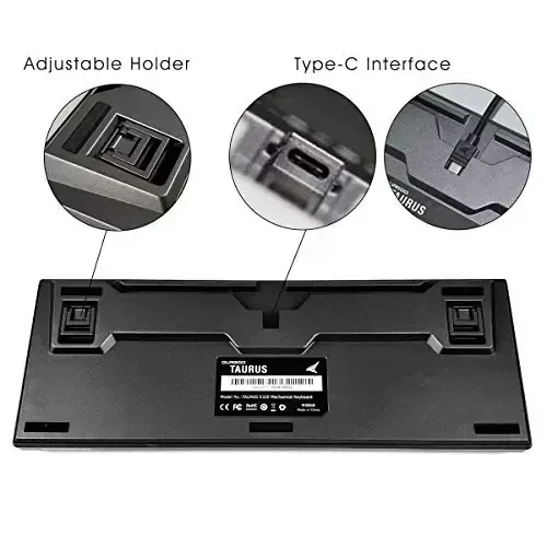 DURGOD mexanik oʻyin klaviaturasi Cherry MX Red kalitlari Type-C interfeysi Tenkeyless 104 tugma (oʻyinchi/matn teruvchi uchun chang qopqogʻi bilan) (Kosmik kulrang, ANSI/US) - 5