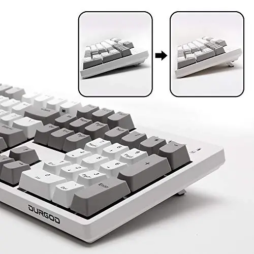 DURGOD og'ir yuk ko'taruvchi mexanik klaviatura Cherry MX Brown kalitlari bilan N-Key Rollover 104 ta kalit (PBT Keycaps) Gamer/Mashinist/Ofis/Uy uchun C tipidagi interfeys (Oq, ANSI/US) - 4