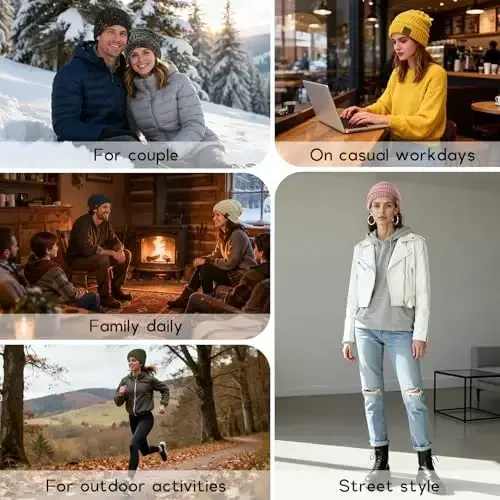 Durio Ayollar Trikotaj Beanie Qish Qalin Qattiq Junli Beanie Ayollar Erkaklar uchun Uniseks Iliq Chang'i Beanie Shapkalari - 6