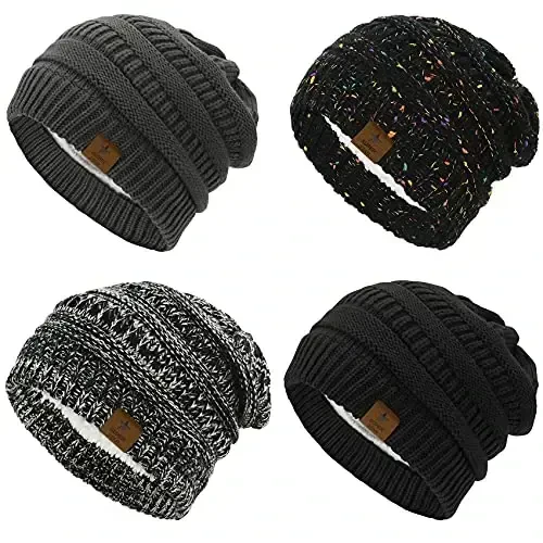 Durio Ayollar Trikotaj Beanie Qish Qalin Tekis Jun Qoplamali Beanie Ayollar Erkaklar Uniseks Iliq Chang'i Beanielari - DURIO