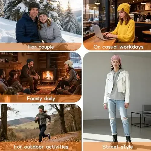 Durio Ayollar Trikotaj Shapkasi Qishgi Qalin Bir Rangli Fleece Astarli Shapkalar Ayollar Erkaklar Unisex Issiq Chang'i Shapkalari - 6