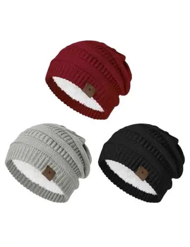 Durio Ayollar Trikotajli Shapka Qish Qalin Tekis Jun Qoplamali Shapka Ayollar Erkaklar Unisex Issiq Chang'i Shapkasi - 1