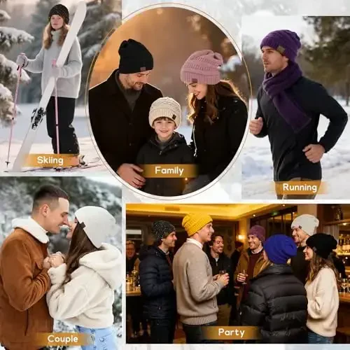 Durio Beanie Ayollar uchun Shlyapalar - Slouchy Beanies Unisex Qishki Iliq Shapka Yumshoq Nafas Oluvchi va Qulay Cho'ziluvchan Trikotaj Qirrali Shapka - 6