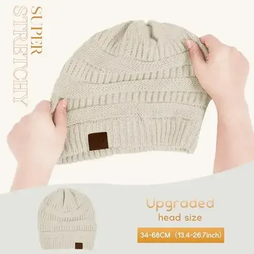 Durio Beanie Ayollar uchun Shlyapalar - Yumshoq Beanies Unisex Issiq Qishki Shapka Yumshoq Nafas oladigan va Qulay Cho'zilgan Trikotaj Manjetli Shapka - 2