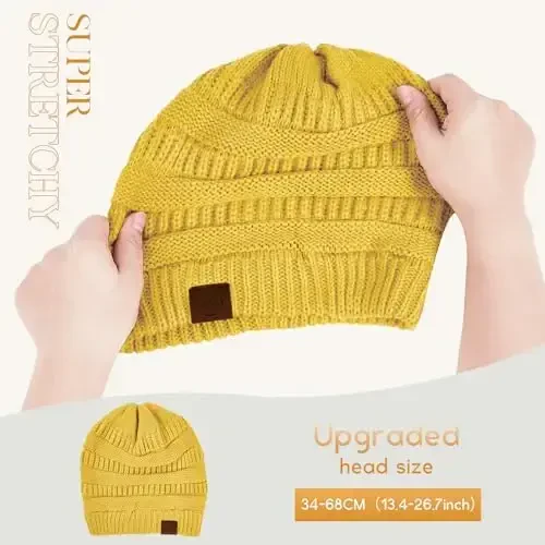 Durio Beanie Ayollar uchun shlyapalar - Yumshoq shapkalar Unisex Qishki iliq qalpoqlar Yumshoq nafas oladigan va qulay cho'ziluvchan trikotaj manjetli shapka - 2