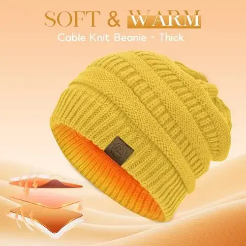 Durio Beanie Ayollar uchun shlyapalar - Yumshoq shapkalar Unisex Qishki iliq qalpoqlar Yumshoq nafas oladigan va qulay cho'ziluvchan trikotaj manjetli shapka - 3