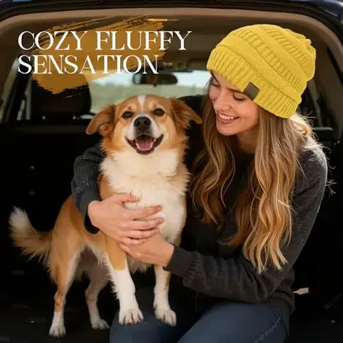 Durio Beanie Ayollar uchun shlyapalar - Yumshoq shapkalar Unisex Qishki iliq qalpoqlar Yumshoq nafas oladigan va qulay cho'ziluvchan trikotaj manjetli shapka - 4