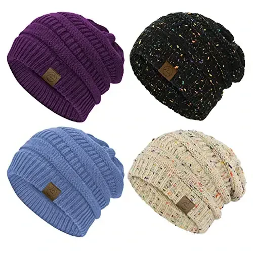 Durio Beanie Hats for Women - Slouchy Beanies Unisex Warm Winter Caps Soft Breathable & Cozy Stretchy Knitted Cuffed Cap - 1