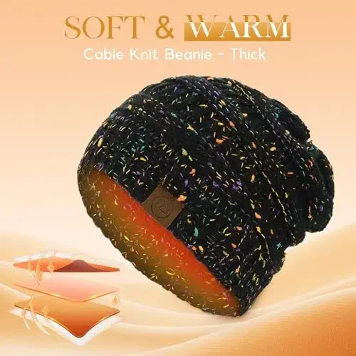 Durio Beanie Hats for Women - Slouchy Beanies Unisex Warm Winter Caps Soft Breathable & Cozy Stretchy Knitted Cuffed Cap - 3