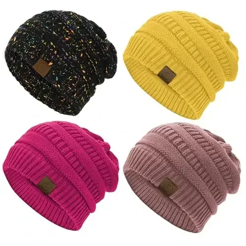 Durio Beanie Hats for Women - Slouchy Beanies Unisex Warm Winter Caps Soft Breathable & Cozy Stretchy Knitted Cuffed Cap 