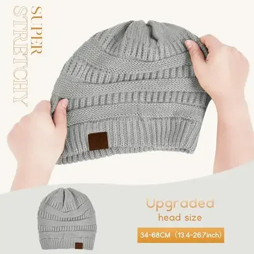 Durio Beanie Hats for Women - Slouchy Beanies Unisex Warm Winter Caps Soft Breathable & Cozy Stretchy Knitted Cuffed Cap - 2