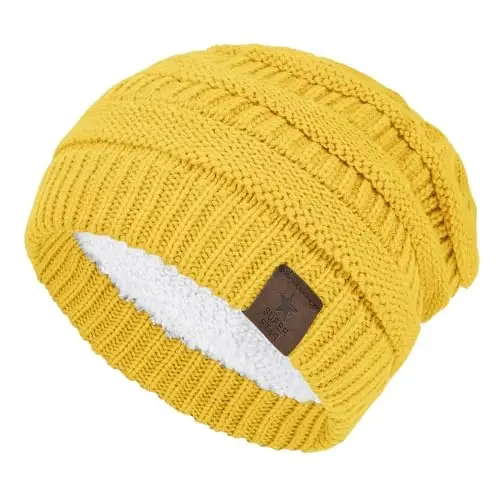 Durio Womens Knit Beanie Winter Thick Solid Fleece Lined Beanie Hats for Women Men Unisex Warm Skiing Beanies 