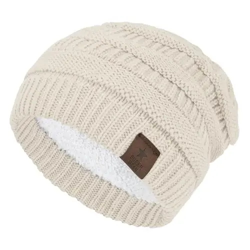 Durio Womens Knit Beanie Winter Thick Solid Fleece Lined Beanie Hats for Women Men Unisex Warm Skiing Beanies 