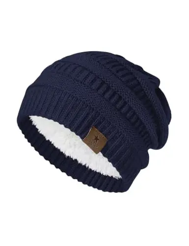 Durio Womens Knit Beanie Winter Thick Solid Fleece Lined Beanie Hats for Women Men Unisex Warm Skiing Beanies - 1