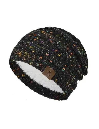 Durio Womens Knit Beanie Winter Thick Solid Fleece Lined Beanie Hats for Women Men Unisex Warm Skiing Beanies 