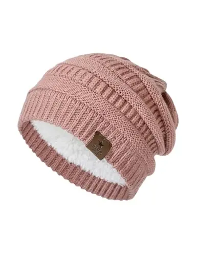 Durio Womens Knit Beanie Winter Thick Solid Fleece Lined Beanie Hats for Women Men Unisex Warm Skiing Beanies 