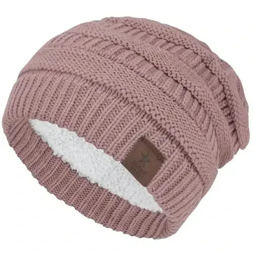 Durio Womens Knit Beanie Winter Thick Solid Fleece Lined Beanie Hats for Women Men Unisex Warm Skiing Beanies 