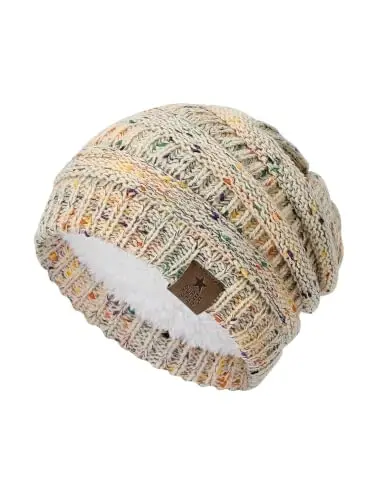 Durio Womens Knit Beanie Winter Thick Solid Fleece Lined Beanie Hats for Women Men Unisex Warm Skiing Beanies 